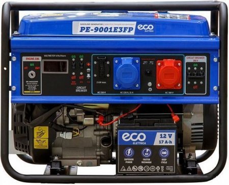 Трёхфазный бензиновый генератор ECO PE-9001E3FP (6 кВт 220В, 6 кВт 380В)